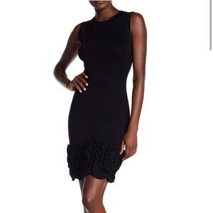 NWT TAYLOR BLACK Sleeveless KNIT dress SIZE 4 ruffle detail